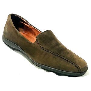 Werner Schuhe Shoes Suede 9 Brown Leather Comfort Walking Flat Loafer Germany